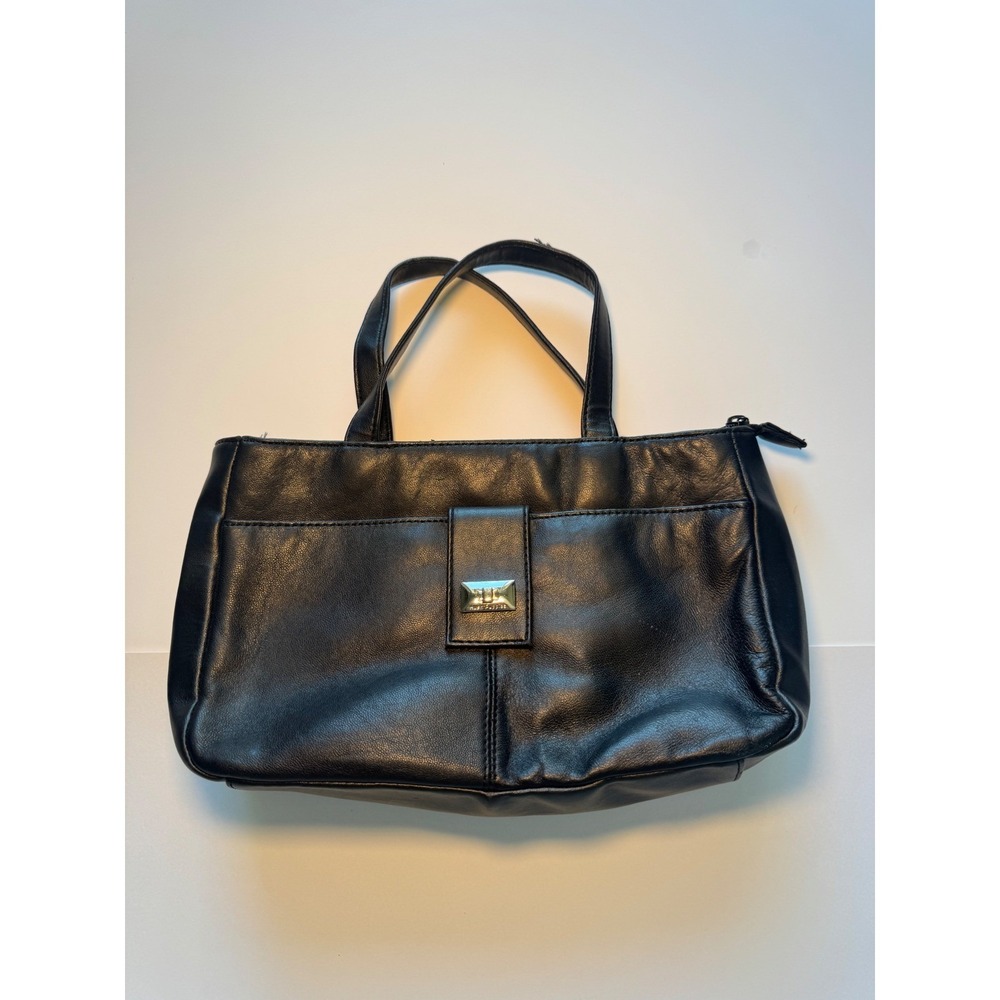 Hush Puppies Black real Leather Multi Compartment Shoulder Bag Handbag